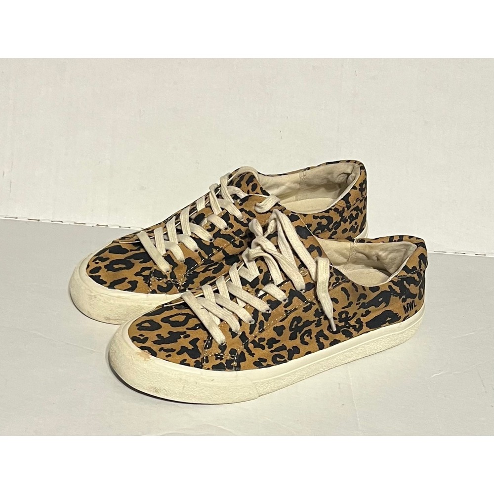 Madewell MWL Leopard Print Canvas Low Top Sneakers Shoes Women's Size 7.5